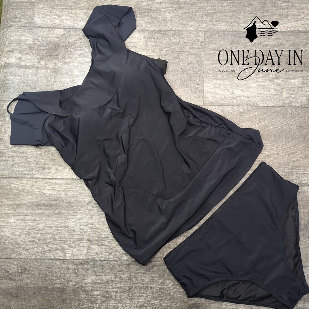 Yonique One Shoulder Tankini Swimsuit Size L